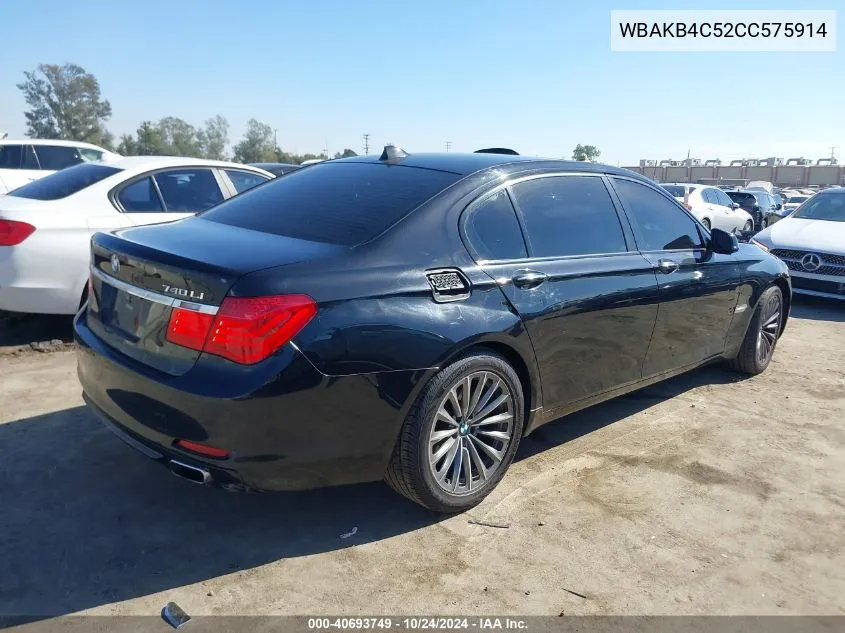 2012 BMW 740Li VIN: WBAKB4C52CC575914 Lot: 40693749