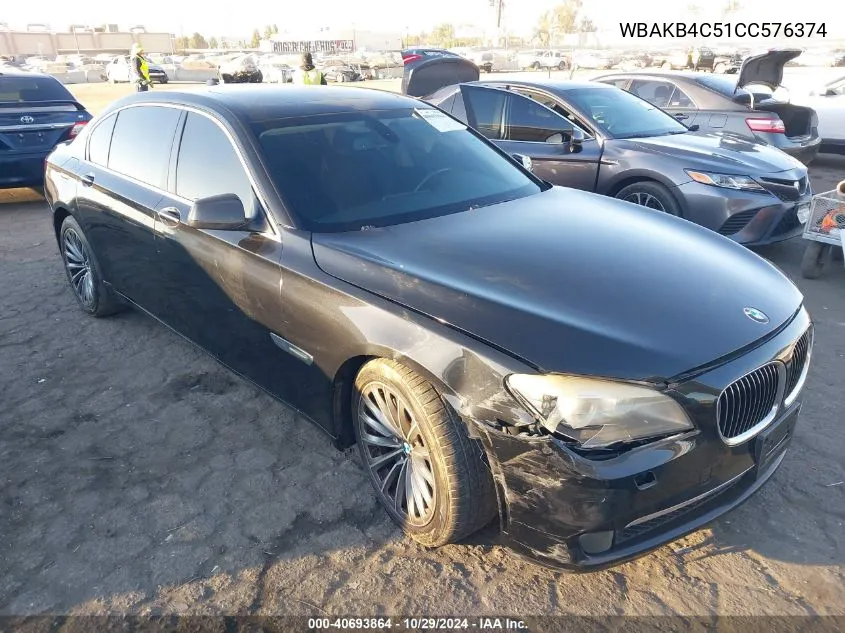 2012 BMW 740Li VIN: WBAKB4C51CC576374 Lot: 40693864