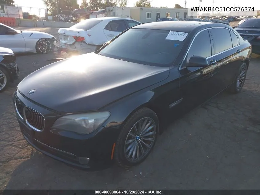 2012 BMW 740Li VIN: WBAKB4C51CC576374 Lot: 40693864