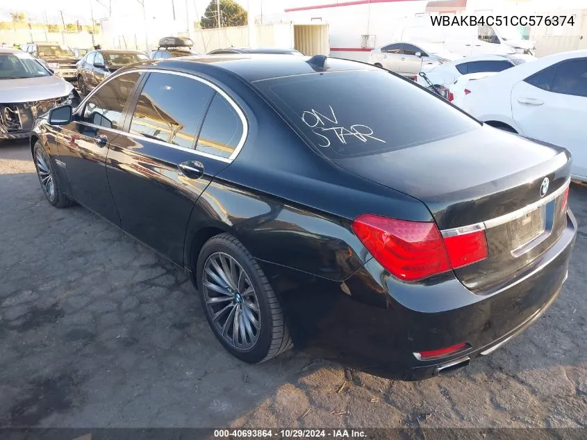 2012 BMW 740Li VIN: WBAKB4C51CC576374 Lot: 40693864