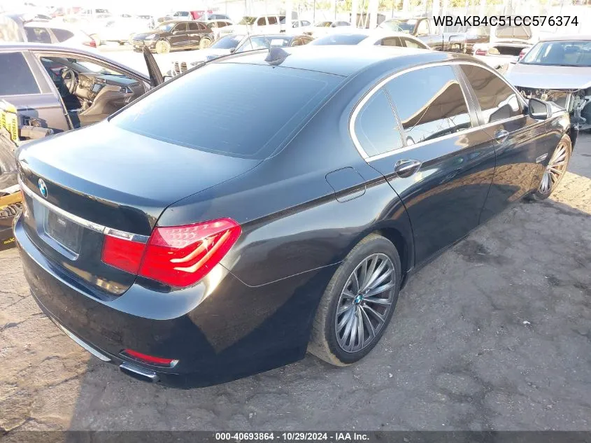 2012 BMW 740Li VIN: WBAKB4C51CC576374 Lot: 40693864