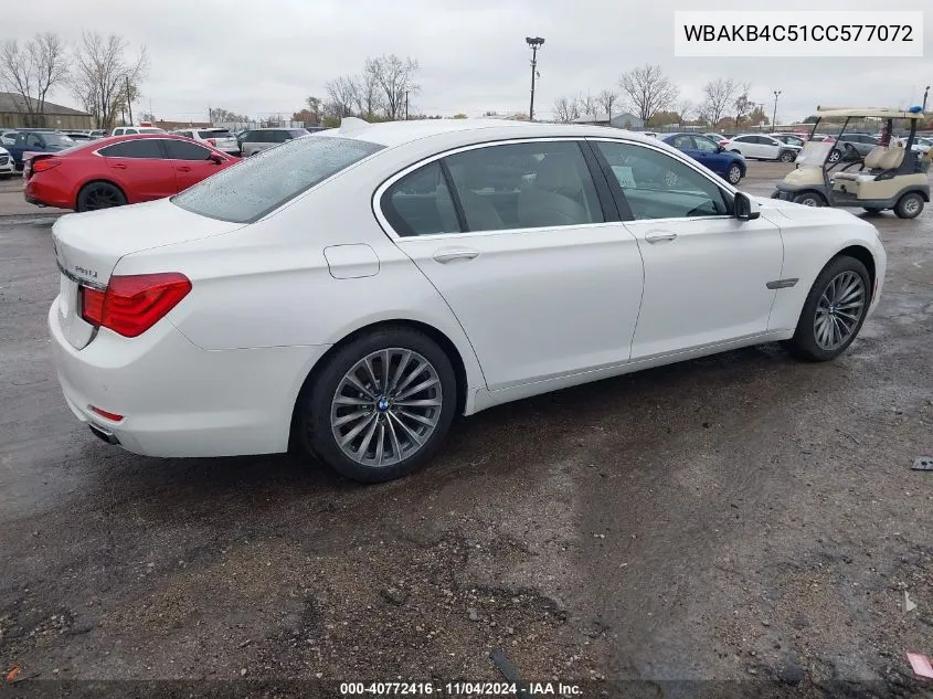 2012 BMW 7 Series 740Li VIN: WBAKB4C51CC577072 Lot: 40772416