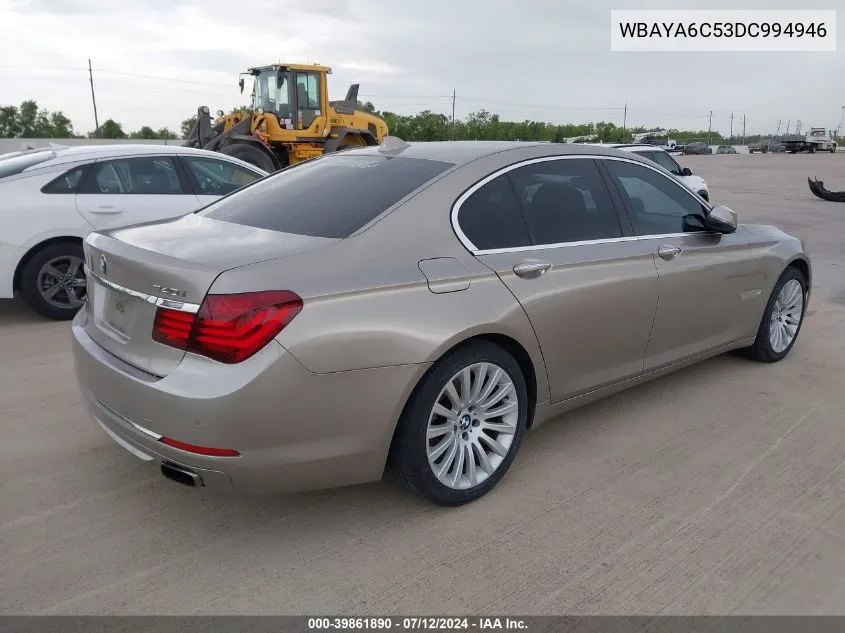 2013 BMW 740I VIN: WBAYA6C53DC994946 Lot: 39861890