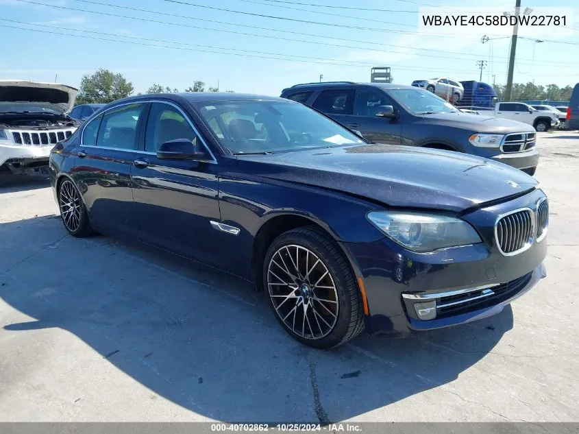 2013 BMW 740Li VIN: WBAYE4C58DDW22781 Lot: 40702862