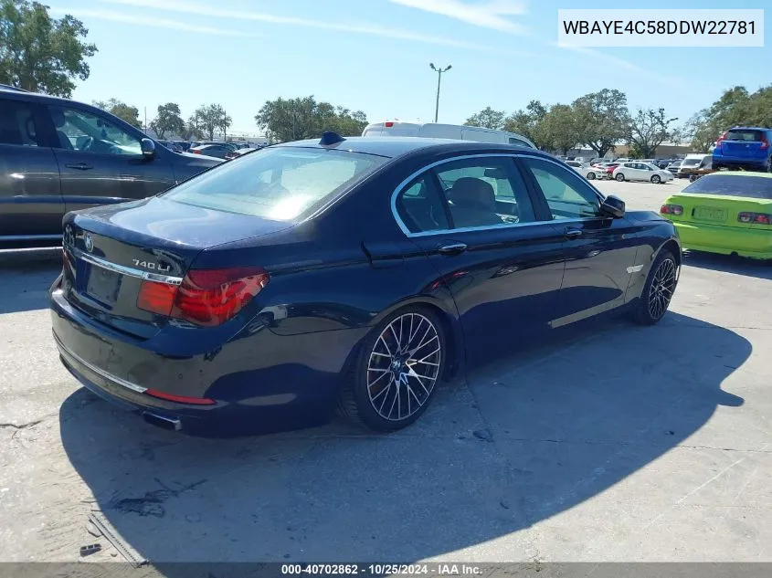 2013 BMW 740Li VIN: WBAYE4C58DDW22781 Lot: 40702862