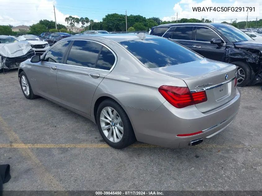 2015 BMW 740Li xDrive VIN: WBAYF4C50FG291791 Lot: 39845450