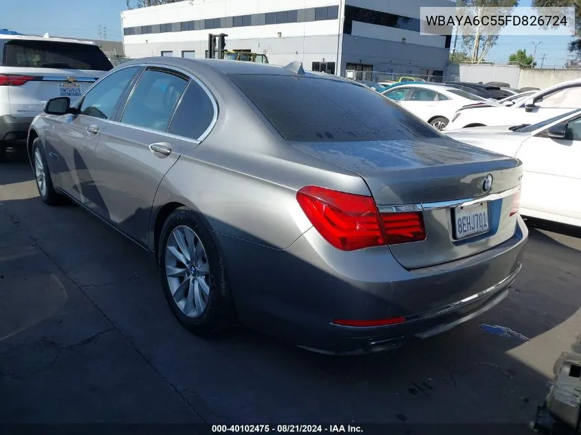 2015 BMW 740I VIN: WBAYA6C55FD826724 Lot: 40102475