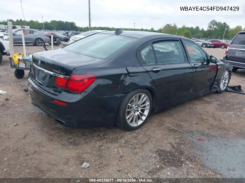 2015 BMW 740Li VIN: WBAYE4C54FD947429 Lot: 40335677