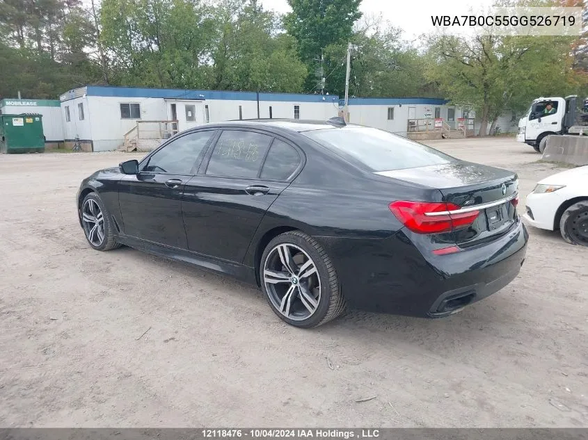 2016 BMW 7 Series VIN: WBA7B0C55GG526719 Lot: 12118476