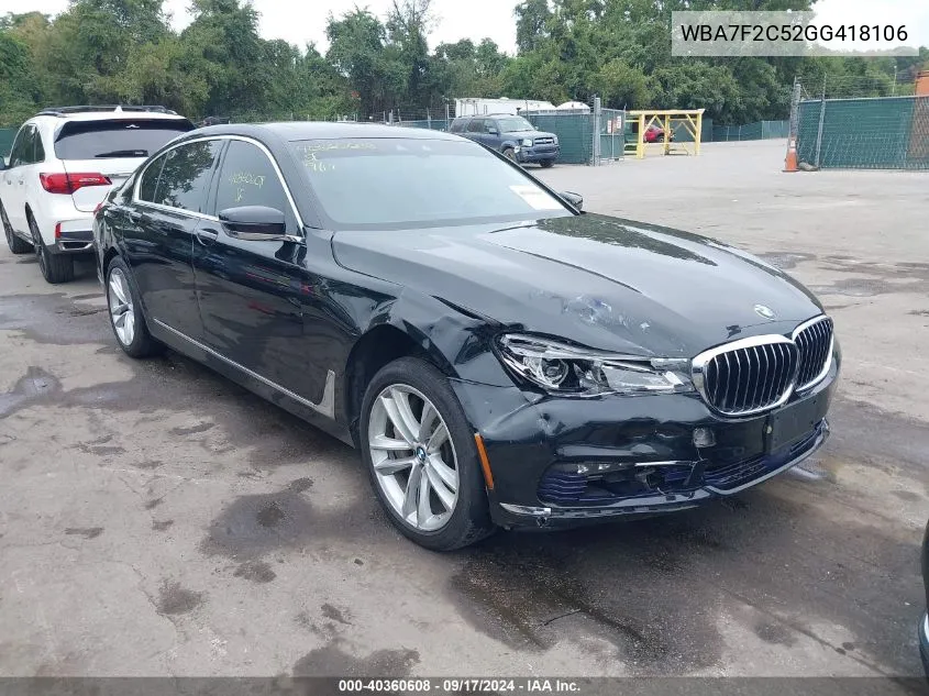 WBA7F2C52GG418106 2016 BMW 750I xDrive