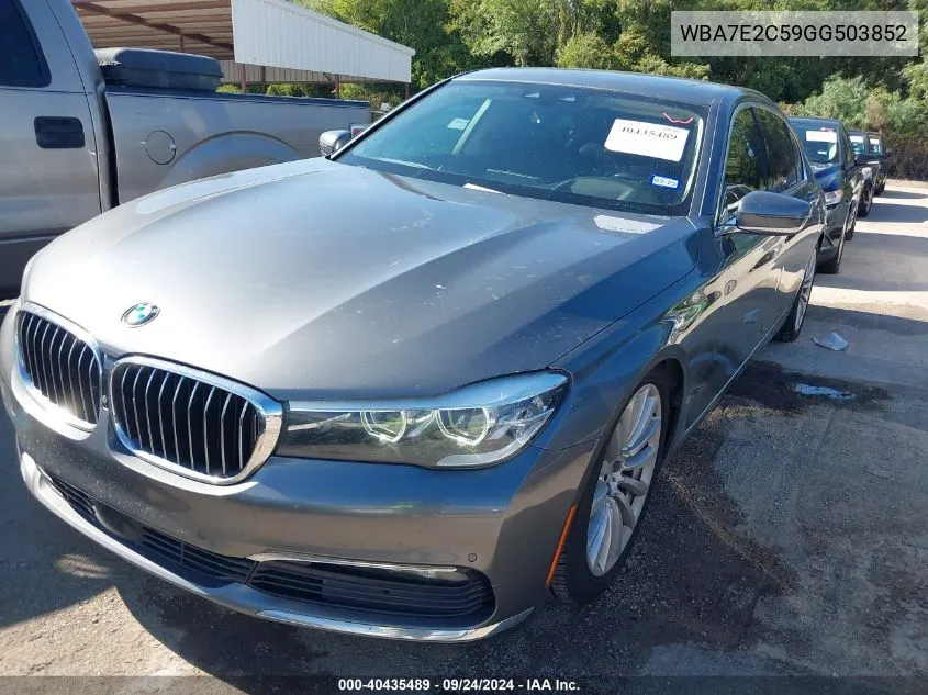 2016 BMW 740I VIN: WBA7E2C59GG503852 Lot: 40435489