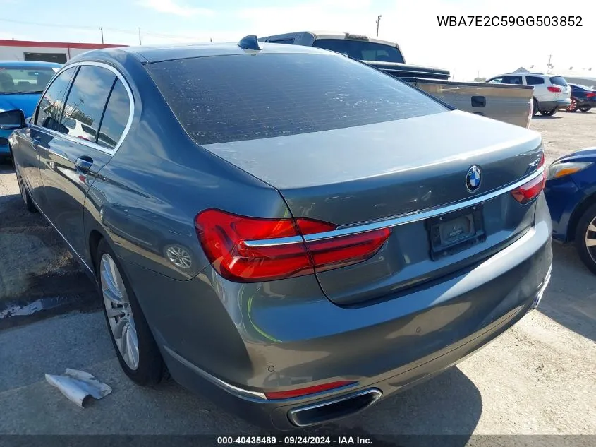 2016 BMW 740I VIN: WBA7E2C59GG503852 Lot: 40435489