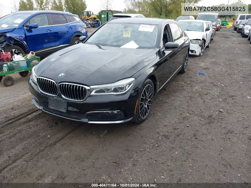 2016 BMW 750I Xi VIN: WBA7F2C58GG415825 Lot: 40471164