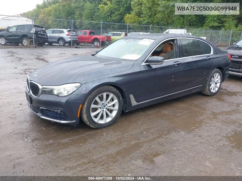 2016 BMW 740I VIN: WBA7E2C50GGD99948 Lot: 40477289