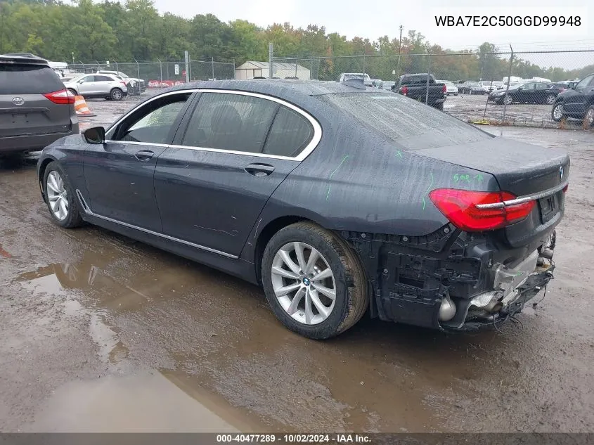 2016 BMW 740I VIN: WBA7E2C50GGD99948 Lot: 40477289