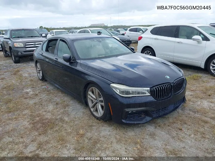 2016 BMW 750 I VIN: WBA7F0C56GGM20445 Lot: 40515348