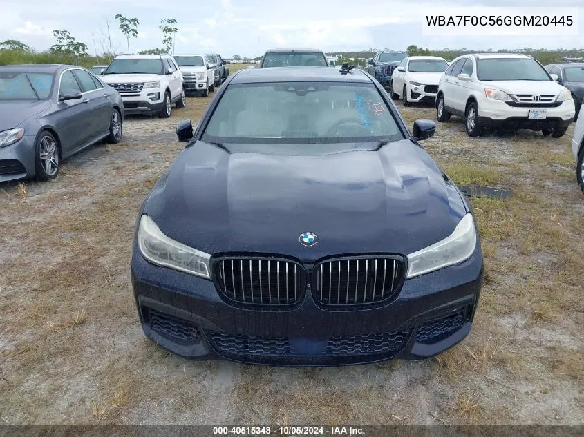 2016 BMW 750 I VIN: WBA7F0C56GGM20445 Lot: 40515348