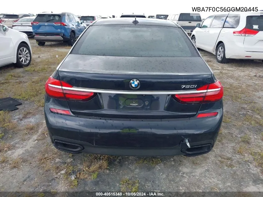 2016 BMW 750 I VIN: WBA7F0C56GGM20445 Lot: 40515348