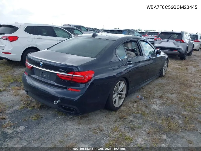 2016 BMW 750 I VIN: WBA7F0C56GGM20445 Lot: 40515348