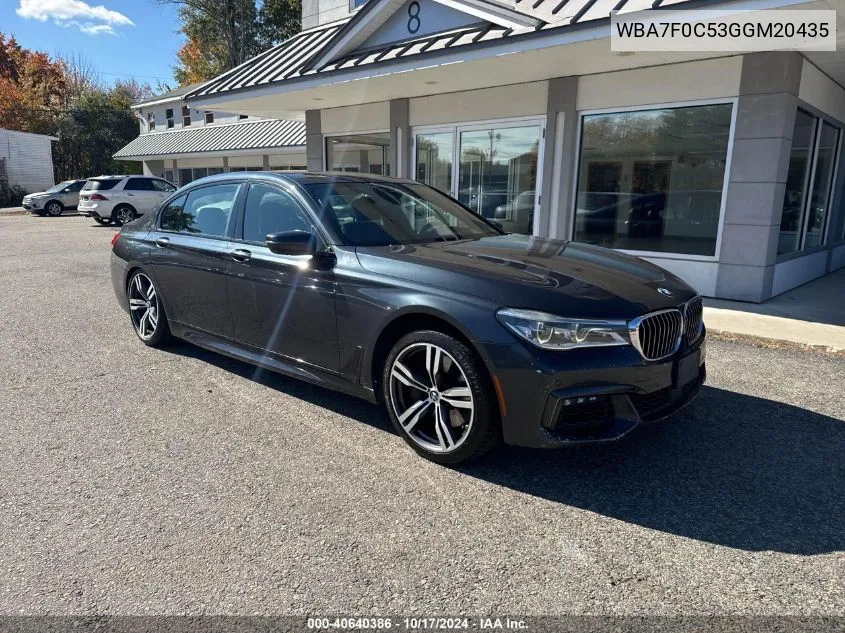 2016 BMW 750 I VIN: WBA7F0C53GGM20435 Lot: 40640386