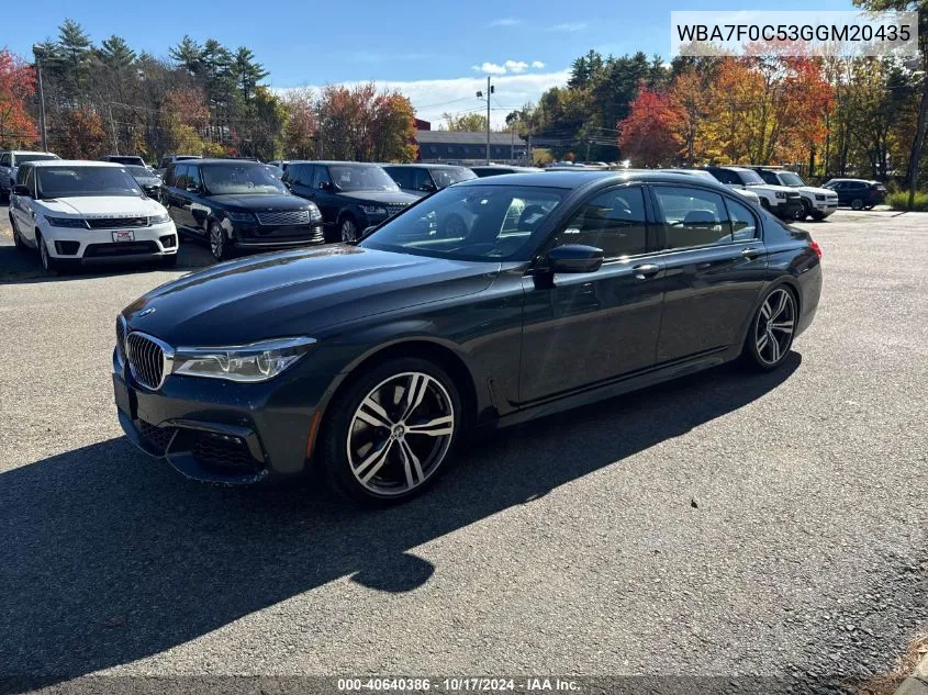 2016 BMW 750 I VIN: WBA7F0C53GGM20435 Lot: 40640386