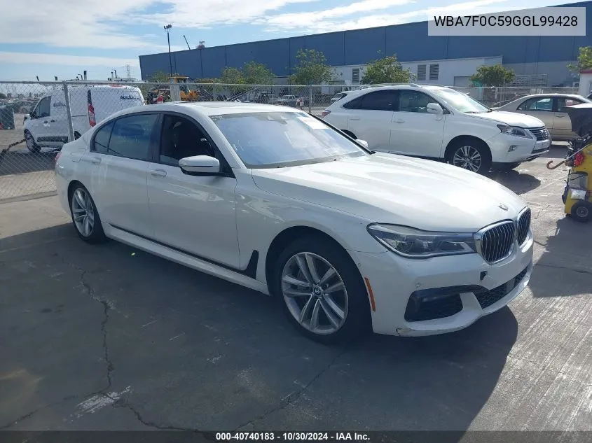 2016 BMW 750I VIN: WBA7F0C59GGL99428 Lot: 40740183