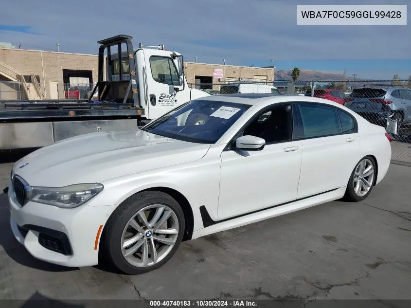 2016 BMW 750I VIN: WBA7F0C59GGL99428 Lot: 40740183