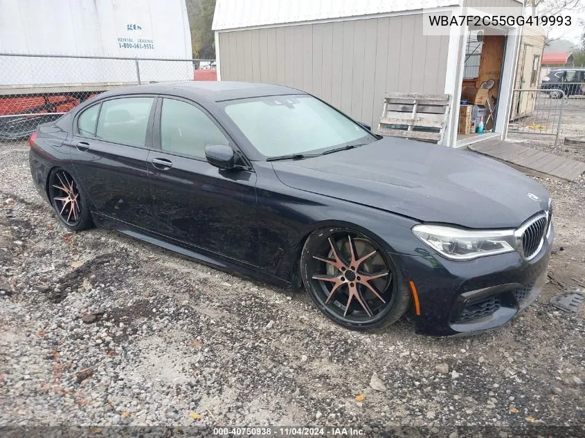 2016 BMW 750 Xi VIN: WBA7F2C55GG419993 Lot: 40750938