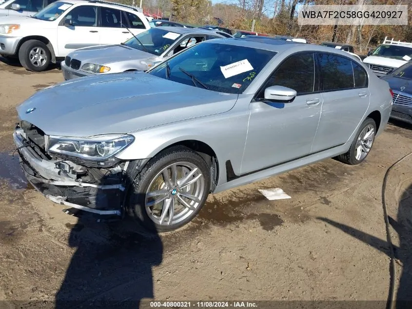 2016 BMW 750I xDrive VIN: WBA7F2C58GG420927 Lot: 40800321