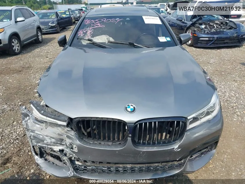 WBA7F0C30HGM21932 2017 BMW 750I