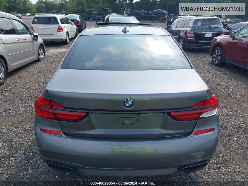 2017 BMW 750I VIN: WBA7F0C30HGM21932 Lot: 40029054