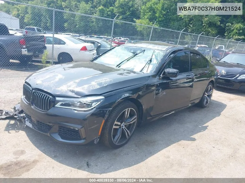 WBA7F0C37HGM21524 2017 BMW 750I