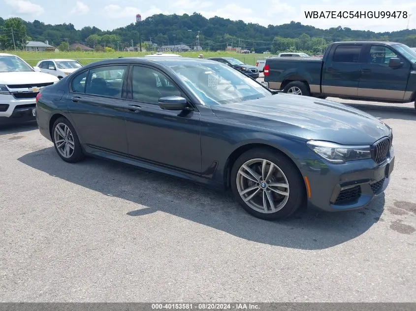 2017 BMW 740I xDrive VIN: WBA7E4C54HGU99478 Lot: 40153581