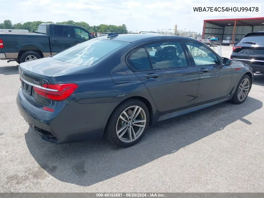 2017 BMW 740I xDrive VIN: WBA7E4C54HGU99478 Lot: 40153581