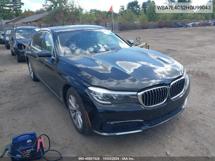 2017 BMW 740I xDrive VIN: WBA7E4C52HGU99043 Lot: 40507528