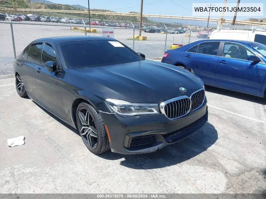 2018 BMW 750I VIN: WBA7F0C51JGM23504 Lot: 39379378