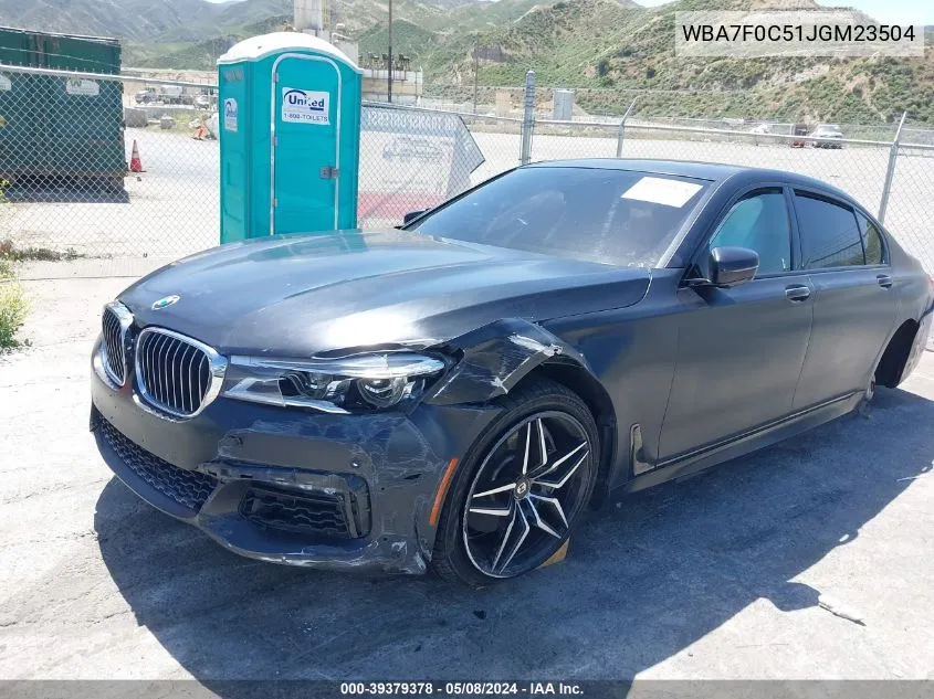 2018 BMW 750I VIN: WBA7F0C51JGM23504 Lot: 39379378