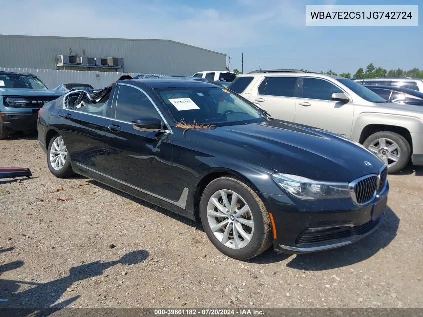 2018 BMW 740I VIN: WBA7E2C51JG742724 Lot: 39861182