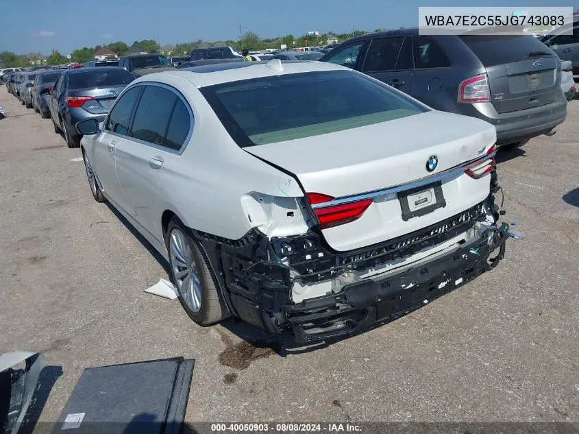 2018 BMW 740I VIN: WBA7E2C55JG743083 Lot: 40050903