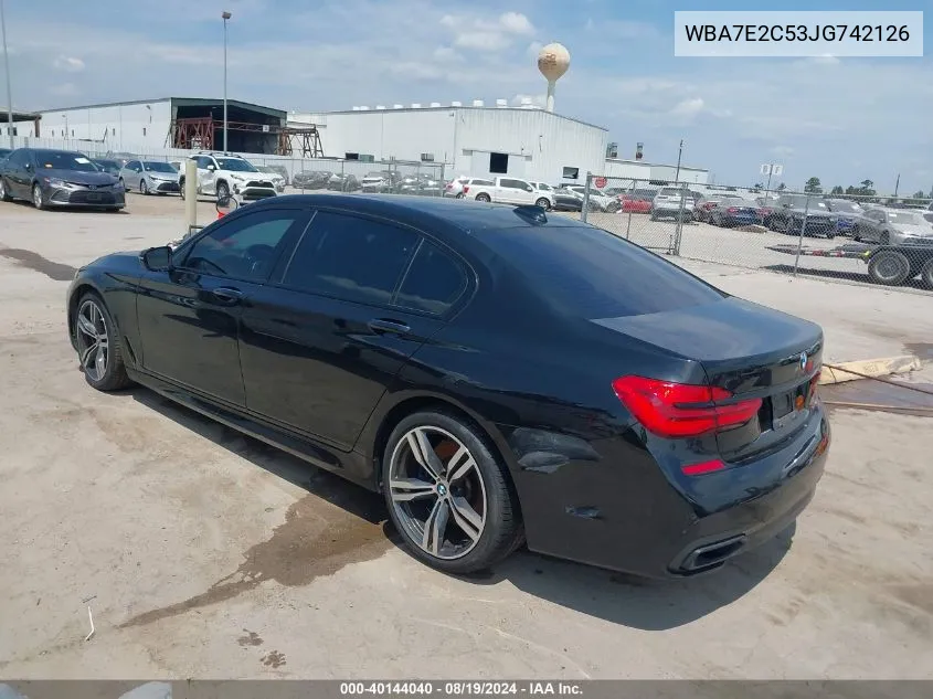 2018 BMW 740I VIN: WBA7E2C53JG742126 Lot: 40144040