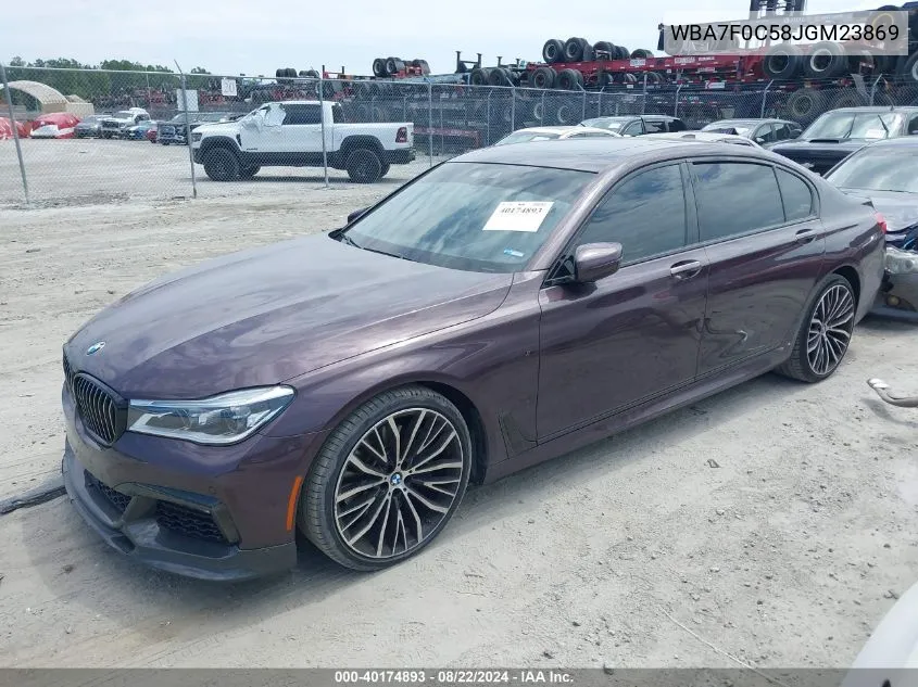 2018 BMW 750I VIN: WBA7F0C58JGM23869 Lot: 40174893