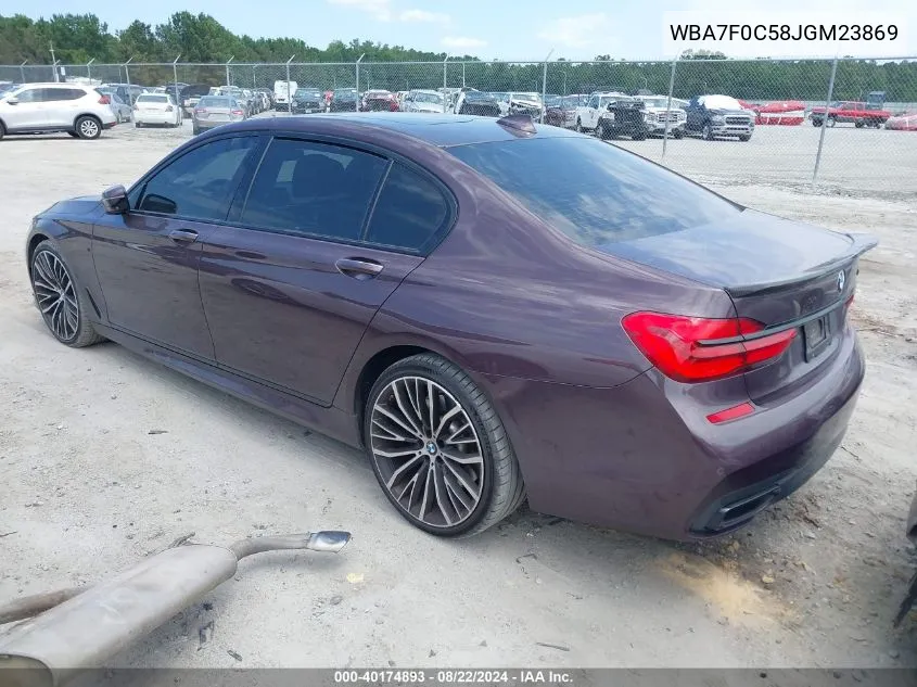 2018 BMW 750I VIN: WBA7F0C58JGM23869 Lot: 40174893