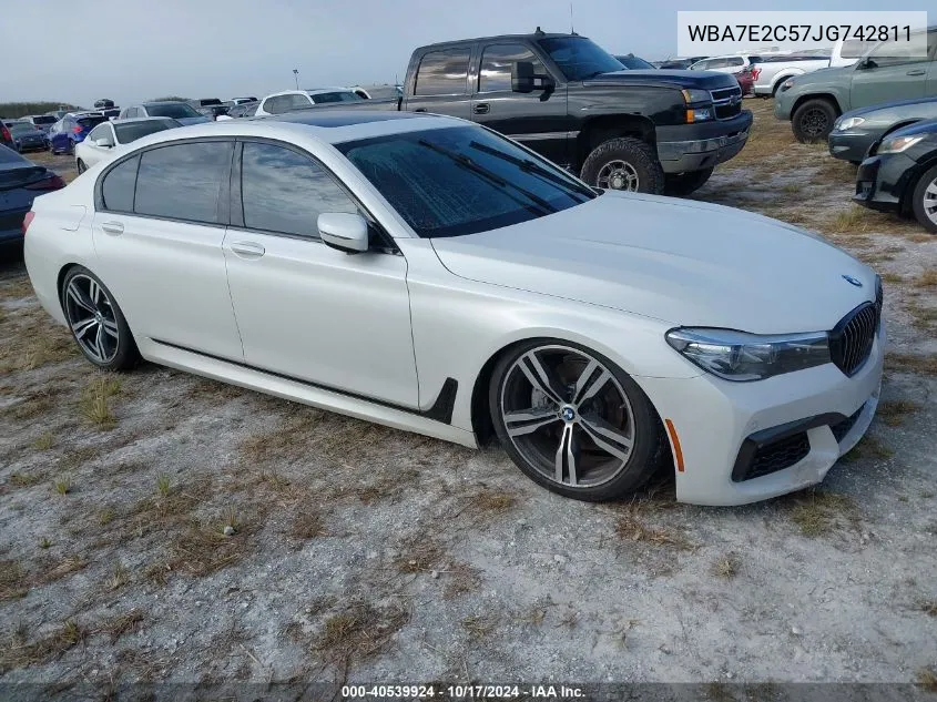 2018 BMW 740 I VIN: WBA7E2C57JG742811 Lot: 40539924