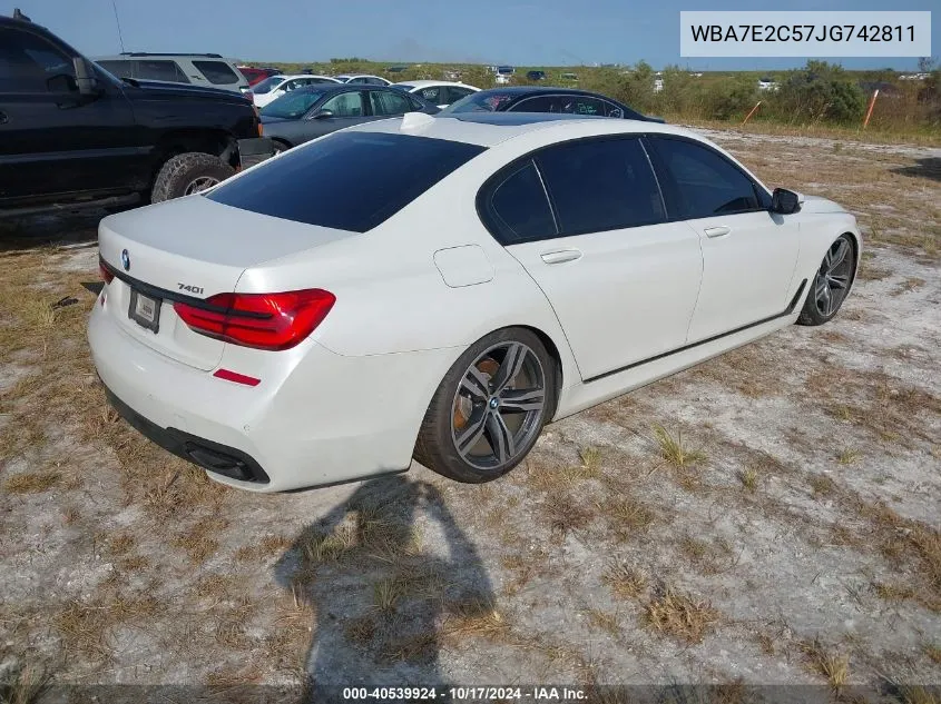 2018 BMW 740 I VIN: WBA7E2C57JG742811 Lot: 40539924