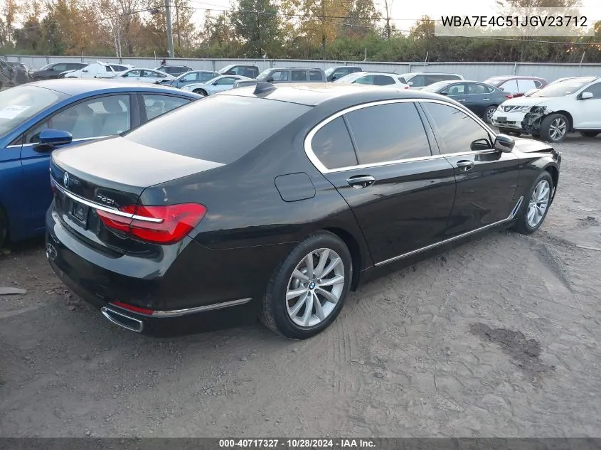 2018 BMW 740I xDrive VIN: WBA7E4C51JGV23712 Lot: 40717327