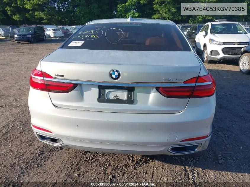 2019 BMW 740I xDrive VIN: WBA7E4C53KGV70385 Lot: 39556837