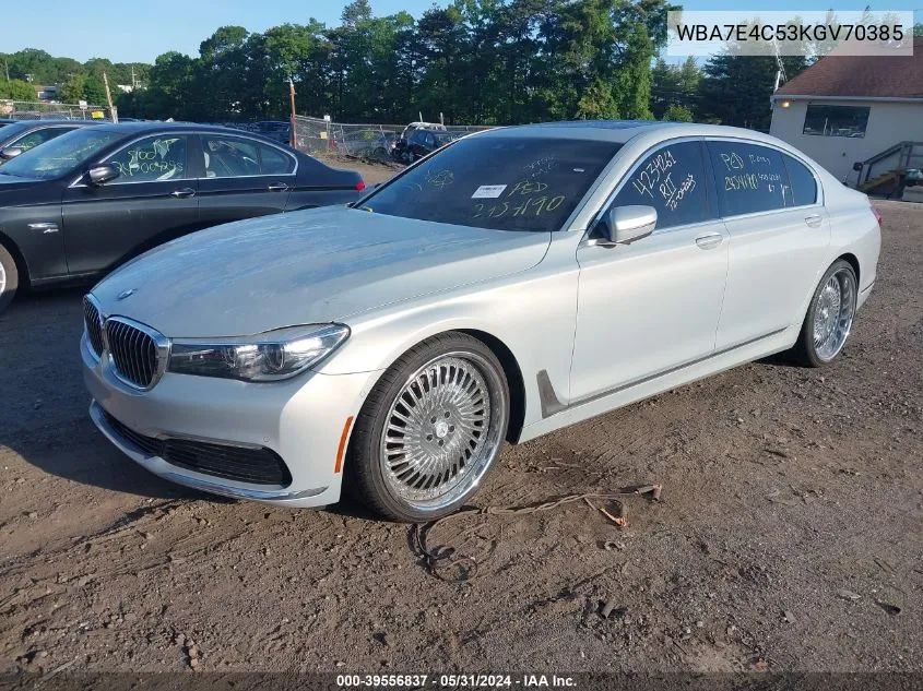 2019 BMW 740I xDrive VIN: WBA7E4C53KGV70385 Lot: 39556837