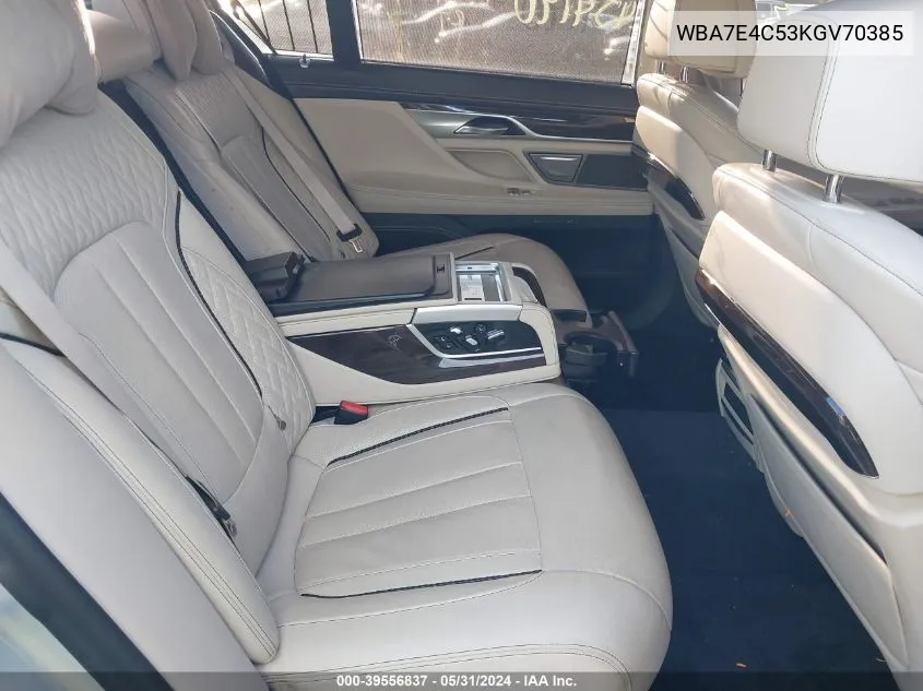 2019 BMW 740I xDrive VIN: WBA7E4C53KGV70385 Lot: 39556837