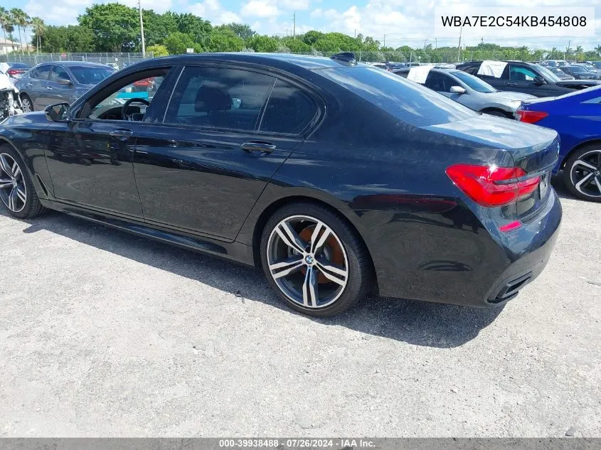 2019 BMW 740I VIN: WBA7E2C54KB454808 Lot: 39938488