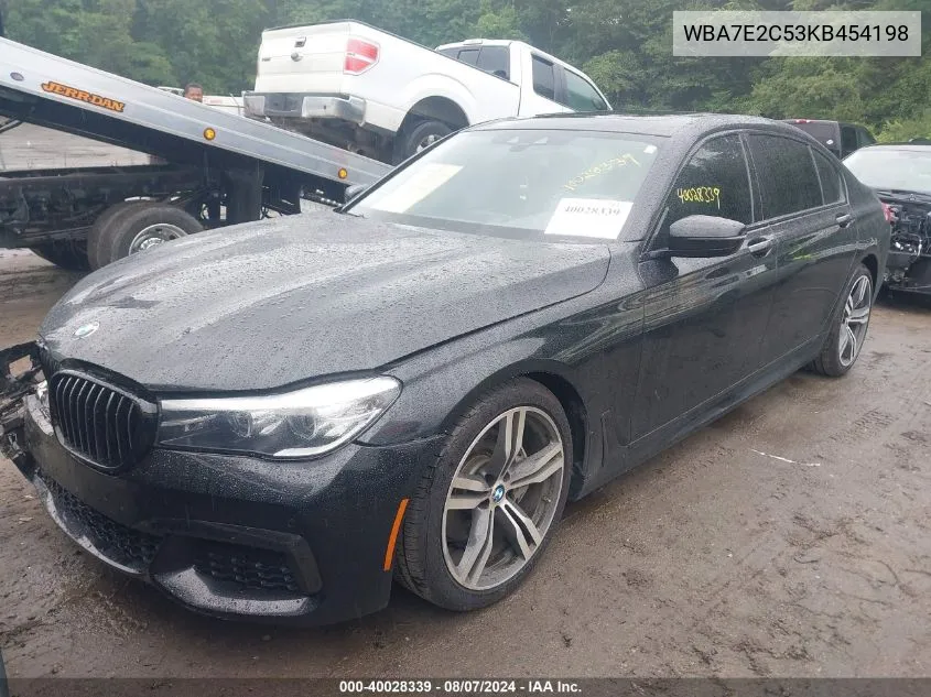 2019 BMW 740I VIN: WBA7E2C53KB454198 Lot: 40028339